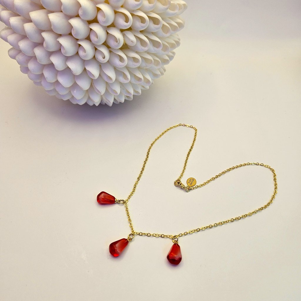 Sale!! Three Crystal Red Pomegranate Necklace & 16
